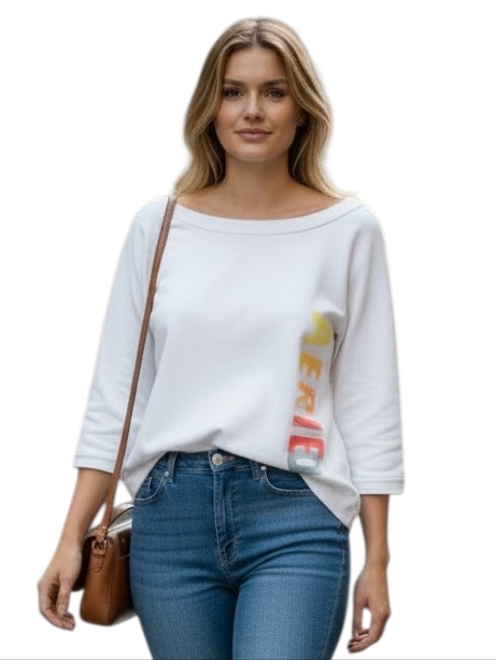 Aerie Oversized Off Shoulder Boxy Cropped White Sweatshirt Distressed Retro Logo